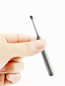 1pc Stainless Steel Ear Spoon Earwax Removal Tool, Hanging Ear Cleaning Tool For Adults And Children - Silver - View 3