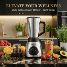 SOKANY 03012 1.5L Multifunctional Cooking Machine 2-In-1 Glass Countertop Juicer, 3 Adjustable Speed Controls, Suitable For Making Frozen Juice, Milkshake, Smoothie And Sauce, Silver