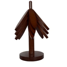 1 Set Walnut Wood Tree-Shaped Trivet Set - Natural Tree-Shaped Trivet Set - 5 Wooden Trivets And 1 Holder, Foldable Wooden Trivet For Kitchen, Suitable For Hot Dishes, Pots, Bowls, Teapots, Warmers, Pot Holders, Coasters, Casserole Pads, Tree-Shaped Design Home Heat-Resistant Placemats, High-Quality Coasters, Modern Minimalist Placemats, Christmas Gift - Multicolor - View 11