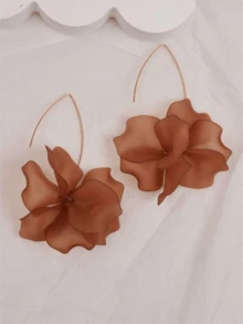 1 Pair Fashionable Elegant Retro Acrylic Flower Earrings - Brown - View 1