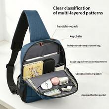 Cross-Body Chest Bag, Water-Resistant Messenger Bag With Compartment For 8-14 Inch Tablet/Laptop - Blue - View 8