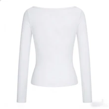 性感扭结交叉长袖休闲衬衫 - 白色 - 查看 5