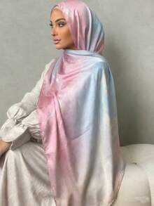 1 chiếc khăn trùm đầu nữ phong cách Bohemian, họa tiết nhuộm màu nước, vành rộng, in họa tiết tie-dye, chống tia UV, nhiều màu sắc, khăn choàng thanh lịch đa năng, thoáng khí, mềm mại, thời trang, dài, phù hợp sử dụng hàng ngày. - Nhiều màu - Xem 2