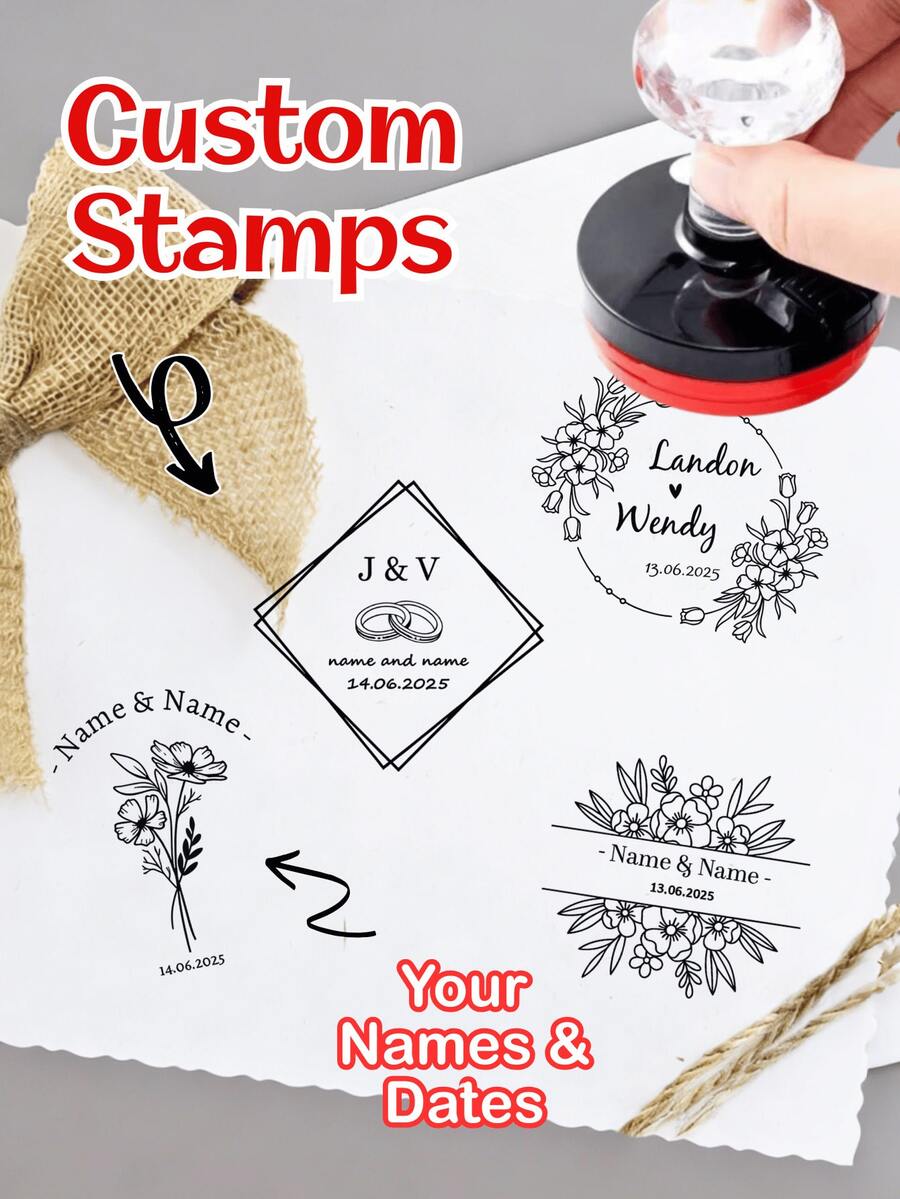 1枚可定制圆形Logo/图案婚礼印章,个性化印章套装,可印制家庭姓名,可定制宠物印章,DIY印章,简约现代风格,适合作为生日礼物、婚礼礼物、办公礼物、送给她/他的理想礼物、周年纪念日礼物、情人节礼物、母亲节礼物、生日礼物、父亲节礼物、毕业礼物、乔迁礼物,营造温馨氛围 - 彩色 - 查看 1