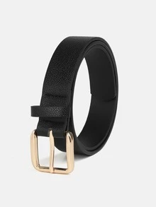 1pc Solid Color Casual PU (Polyurethane) Decorative Belt For Women, Suitable For Daily Use With Square Buckle - A - View 3