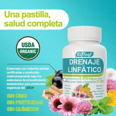GWYNNE Elfleaf Drenaje Linfático 4275 mg | Suplemento Natural 21 en 1 | Soporte al Sistema Linfático, Desintoxicación y Limpieza | Con Equinácea, Raíz de Bardana, Diente de León y Cúrcuma | 90 Cápsulas