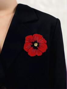 1枚红色雏菊玻璃胸针 - 鲜艳的红色，卡通设计，采用耐用的锌合金/树脂制成。非常适合装饰背包、公文包、服装配饰，也是一份时尚的礼物，雏菊胸针，可用作节日礼物、情人节礼物等。 - 彩色 - 查看 5