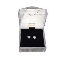 Aretes de Zirconia Transparente en Plata de Ley 925 | Broquel Elegante y Brillo Tipo Diamante - Plateado - Ver 3