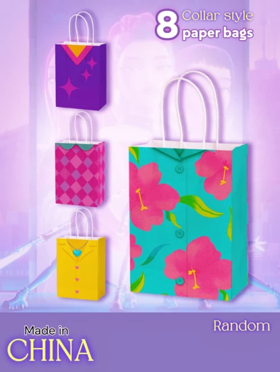 8pcs Kpop Demon Hunters Candy Gift Packaging Bags, Popcorn Bags, Anime Cartoon Demon Girl Group Celebrity Theme Party Decor Handbags, Birthday Decor Stickers, Snack Paper Bags