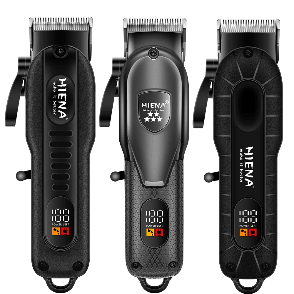 HIENA 多功能一体式理发工具，家用理发用品，专业男士无线理发器，USB充电及数字显示，男士理发工具，理发配件，适合家庭和理发店使用，男士礼品 - 黑色 - 查看 1