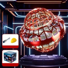 SKYQITIAN UFO Spinning Saucer With Dazzling Lights, Magic Levitation Ball, Fingertip Spinning Top, And Spinning Ball. - 紅色 - 查看 10