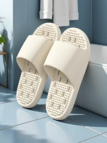 Massage Breathable Slippers, Indoor Home Unisex Hollow Quick-Drying Bathroom Shower Sandals - White - View 3