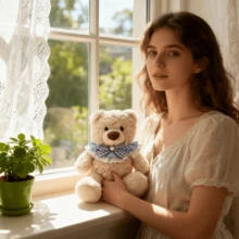 26厘米/10.23英寸吉弗特熊毛绒娃娃，含娃娃服装配件，可爱毛绒玩具娃娃，生日和节日礼物 - 藍色 - 查看 3