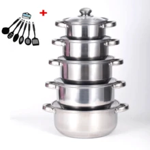 Set Of 12 Stainless Steel Saucepans Cookware Cooking Pots Set+Spatula Accessory - Silver - View 4