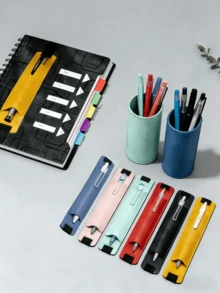 5科目A5螺旋笔记本，工作笔记本，小尺寸笔记本，日记本，240页大学标准行距带分隔标签，适合学校用品、笔记、学习、返校礼物，5x7英寸，黑/蓝色 - 彩色 - 查看 2