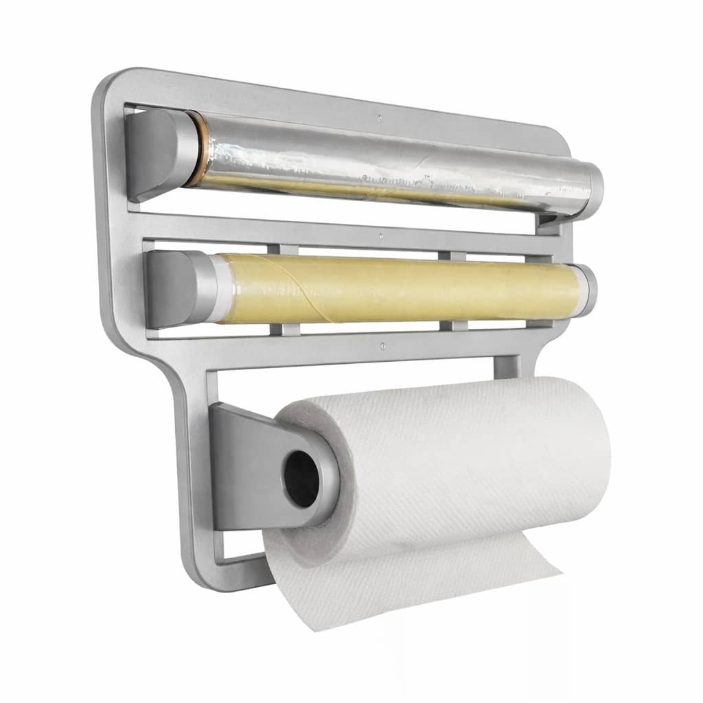 3-In-1 Triple Holder For Paper Towels And Rolls, Kitchen Organizer - 灰色 - 查看 1