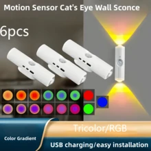 6/3/1pc Smart Sensor Double Head Cat Eye Wall Lamp,Intelligent RGB Multi-Color Change,Three-Color Cat Eye Lamp,LED Human Sensing Night Light,Suitable For Bedroom,Living Room,Corridor,Railings,Porch, Outdoor Wall Lamp, Valentine's Day Atmosphere Lamp, - White - View 17