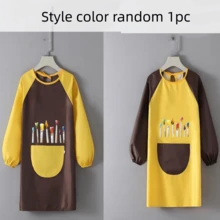 1 件简约时尚绘画罩衫，可爱彩色画衣围裙，适用于工作室、餐厅、艺术绘画，可翻转（领子颜色随机混合）