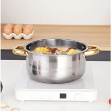 Set Of 12 Stainless Steel Saucepans Cookware Cooking Pots Set+Spatula Accessory - Gold - View 8