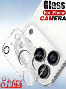 3片装全覆盖摄像头保护膜，兼容 17 Air、14、15、13、16 Pro Max Plus、11、12配件后镜头玻璃 - 無色 - 查看 2