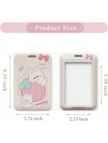 2个装韩流卡通动物PC卡套钥匙扣，韩流ID证件套带钥匙圈，学生公交卡夹，照片套（白色和黄色），返校用品 - 彩色 - 查看 4