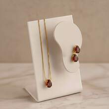 MANAUS DROP NECKLACE AND EARRING SET - GOLD FINISH - 紅色 - 查看 1