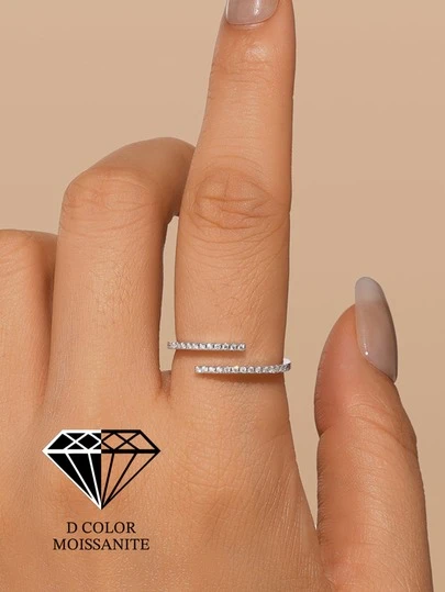 1 st 925 sterlingsilver moissanit enkel och klassisk sammanhängande öppen ring med vanlig ring fina smycken lämpliga för kvinnor för vardag, dejter, semester, bröllop, fest, högtidsgåva