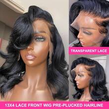 Bob Wig Human Hair 13x4 Loose Body Wave Lace Front Wigs Human Hair 180% Density Lace Front Wigs Human Hair Pre Plucked Human Hair Wigs For Women Wigs Human Hair With Baby Hair - Natural Black - View 5