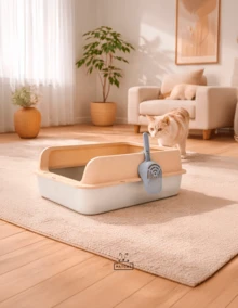 MATCHI | Arenero Sanitario de Acero Inoxidable con Borde Alto | Diseño Antisalpicaduras - Blanco - Ver 4