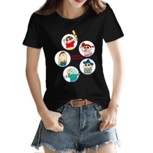 The Women's Patterned T-Shirt Is A Short Sleeved T-Shirt With A Theme Of Chuckys . It Is A 170g Cotton Soft And Comfortable Casual Top, Suitable For Daily Wear, Weekend Outings, Friend Gatherings, And Playful Y2K Aesthetics. It Is Fashionable, Loose, Breathable, And Easy To Match With Wardrobe Essentials - Black - View 1