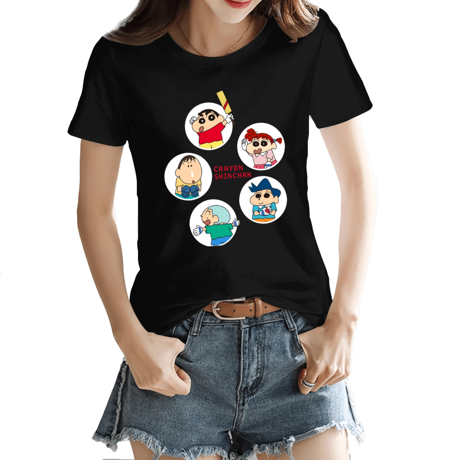 The Women's Patterned T-Shirt Is A Short Sleeved T-Shirt With A Theme Of Chuckys . It Is A 170g Cotton Soft And Comfortable Casual Top, Suitable For Daily Wear, Weekend Outings, Friend Gatherings, And Playful Y2K Aesthetics. It Is Fashionable, Loose, Breathable, And Easy To Match With Wardrobe Essentials - Black - View 1