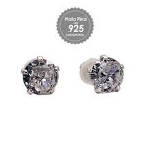 Aretes de Zirconia Transparente en Plata de Ley 925 | Broquel Elegante y Brillo Tipo Diamante - Plateado - Ver 1