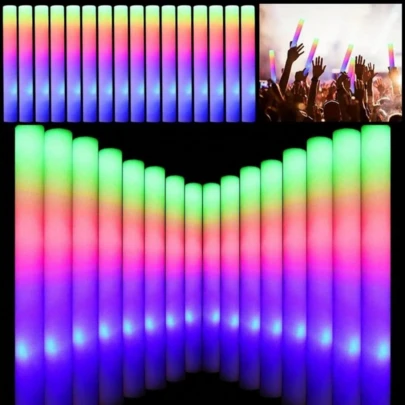 CameIParty 105 PCS Foam Glow Sticks Bulk Colorful LED Light Up Stick 3 Flashing Modes For Birthday Wedding Christmas Concert Rave Party