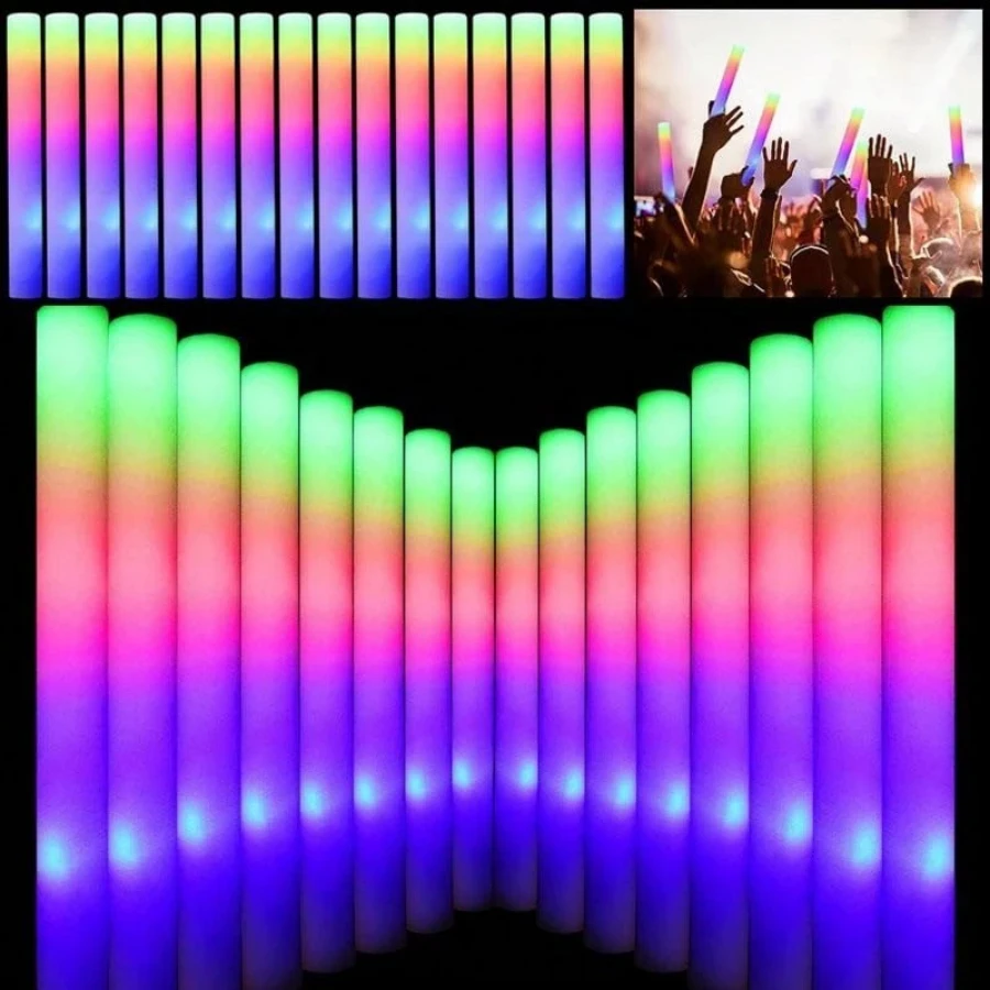 CameIParty 105 PCS Foam Glow Sticks Bulk Colorful LED Light Up Stick 3 Flashing Modes For Birthday Wedding Christmas Concert Rave Party - 無色 - 查看 1