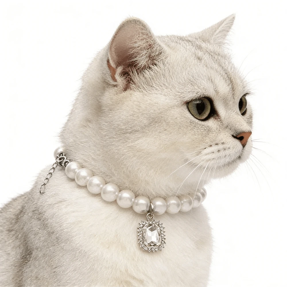 Luxury Hip-Hop Pet Necklace, Dog Faux Pearl Necklace, Pet Collar Accessories, British Style Decoration, Suitable For Daily Wear And Parties - Multicolor - View 1