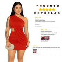 Virginia Short Dress, Gringa Style, End Of Year, Parties, Christmas, Sleeveless, Knit, Asymmetrical, Evening Party, Wedding, Birthday Party, Street, Travel, Beach, Summer - 紅色 - 查看 5