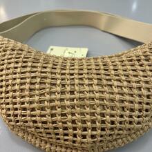Half-Moon Straw Bag Chic Casual Summer Laytonvivian 2519 Simple Minimalist Summer Side Pouch - Màu Khaki - Xem 2