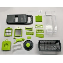 16合1多功能蔬菜切碎器，专业带手柄洋葱切碎器，厨房食物刨丝器，带容器的蔬菜洋葱土豆水果切碎切丁器，带容器的胡萝卜大蒜切碎器，厨房小工具