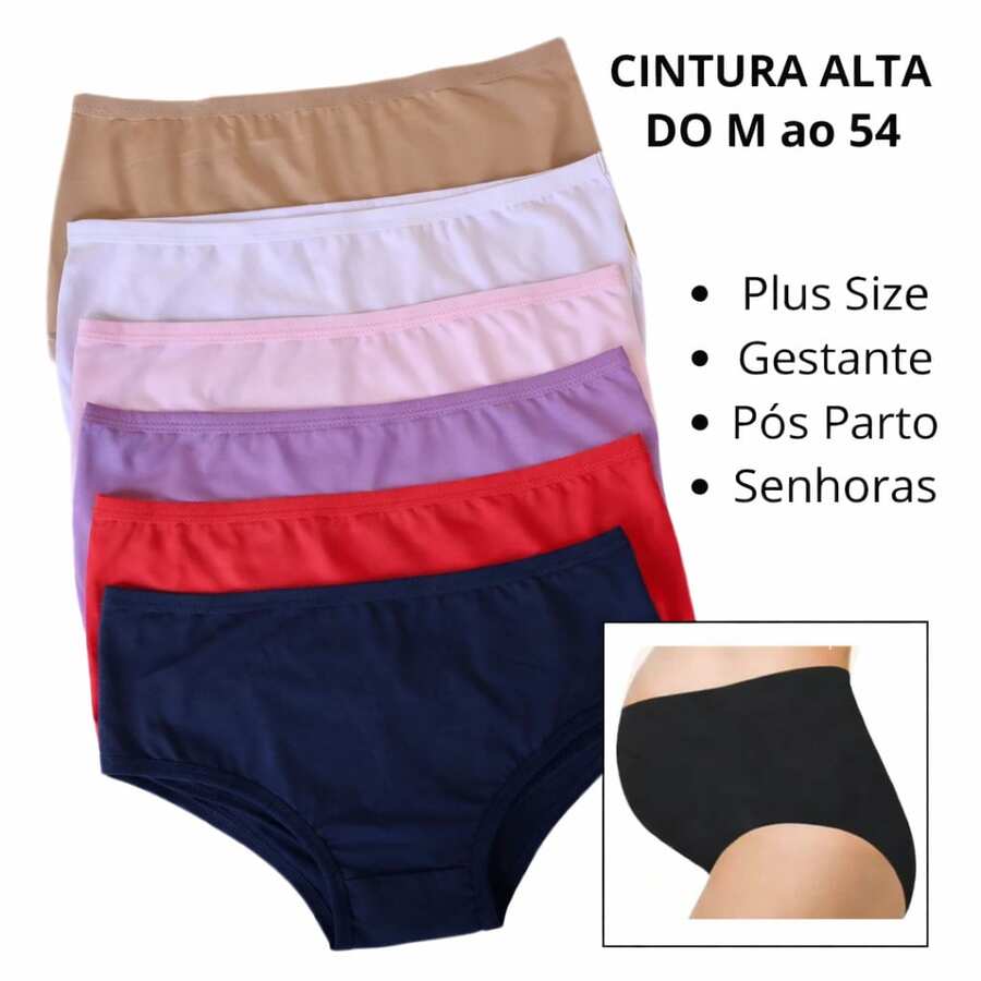 Kit com 5 Calçola Senhora Calcinha Plus Size tanga Linha Luxo - Multicolorido - Visão 1