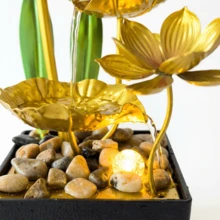 LUMIARTISAN Small Indoor Fountain Automatic Circulation Humidifier Desktop Decoration Living Room And Bedroom Relaxation Crafts - 金色 - 查看 6