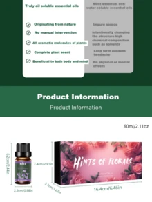 6 件香薰精油套装，植物香味，包括扩散器、蜡烛、香薰石、加湿器、汽车扩散器和家用补充油