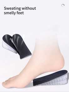 QKC 1 Pair Silicone Invisible Heel Inserts, Soft & Comfortable Height Increasing Shoe Pads - Black - View 2