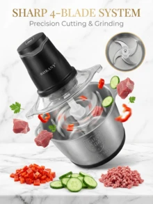 SOKANY-7020 Electric Meat Grinder With Drainage And Vegetable Shredding Functions, 2L Large Capacity, Dual-Layer Four-Blade Design - Black - View 9