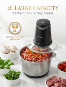 SOKANY-7020 Electric Meat Grinder With Drainage And Vegetable Shredding Functions, 2L Large Capacity, Dual-Layer Four-Blade Design - Black - View 7
