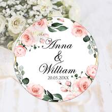 UNICCUT Etiquetas adhesivas personalizadas con diseño floral de eucalipto en forma redonda, personalizadas para cajas de regalo de boda, fiesta de novia, bautizo - Negro - Ver 14