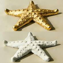 2pcs Creative Starfish Shaped Draining Rack, Unique Personalized Draining Mat Suitable For Various Cups, Filled With Vacation Ocean Vibe, 3D Hollow Textured Design Quickly Drains Residual Water At Cup Bottom, Keeps Countertop Dry And Clean - Gold + White - View 2