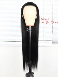 Wear And Go Glueless Bob Wig Human Blended Hair 180% Density Straight 13X4 Lace Closure Wigs For Women Brazilian Hair Ready To Wear Straight Bob Human Blended Hair Wigs Pre Plucked 8-36Inch Natural Black - Natural & Black - View 5