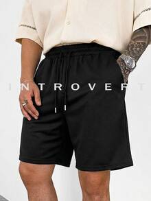 Men's Lightweight Solid Color Shorts, Basic Style Suitable For Basketball Training, Five-Pocket Shorts - Black - View 1