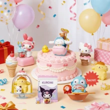 Série de nourriture colorée Sanrio Boîte aveugle Mignon dessin animé Kuromi My Melody Cinnamoroll Hangyodon Pochacco Modèle Figurine anime Jouet Ornement Boîte mystère Cadeau d'anniversaire et de fête (Livraison aléatoire, 1 pièce) - Multicolore - Voir 3