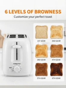 Sokany HJT-022 双片烤面包机，700瓦 - 白色 - 查看 1